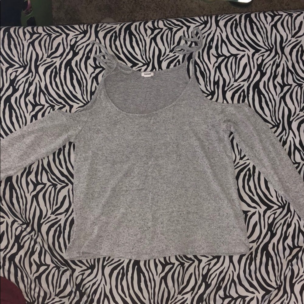 Gray off the shoulder shirt